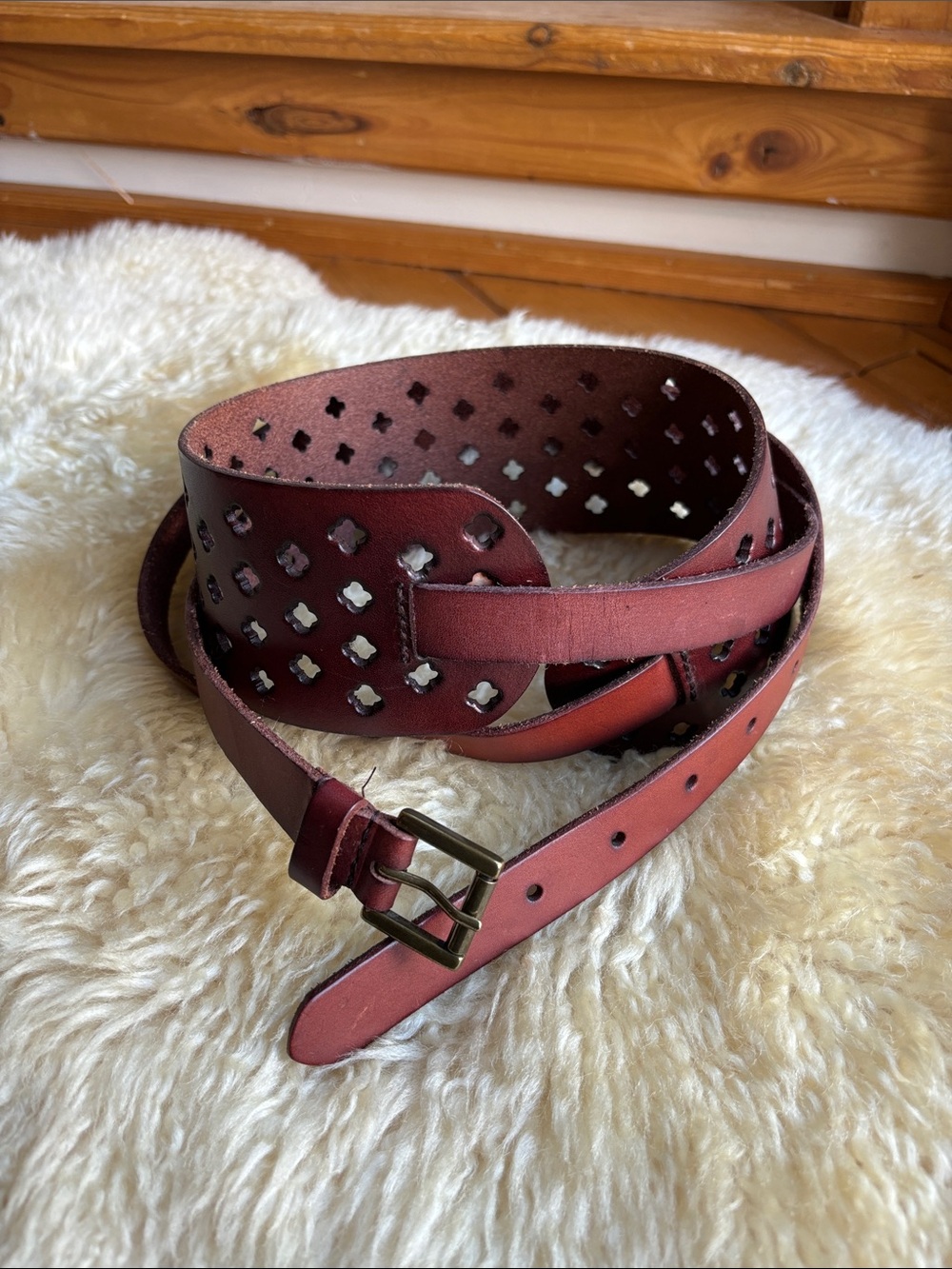 NWT Perforated Leather Wrap Belt